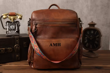 Full Grain Leather Backpack Purse for Women, Personalized Leather Backpack, Rucksack, Large Ladies Shoulder Bags with Tassel, gifts for her
