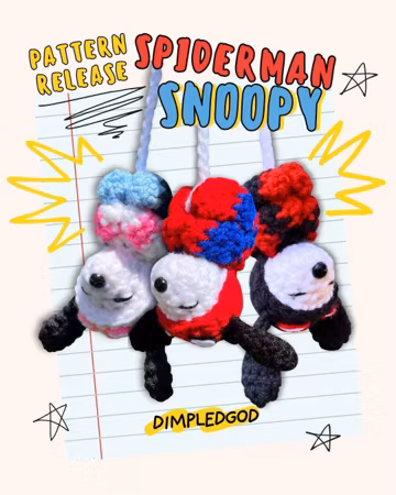 3-in1 Spiderman Snoopy Car Hanger/Bag Charm Crochet Pattern | Amigurumi Tutorial