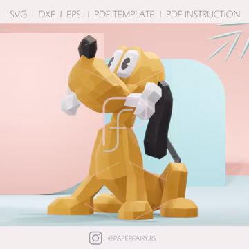 Cartoon Dog 3D Papercraft Sculpture: Geometric Paper Model (PDF Pattern)