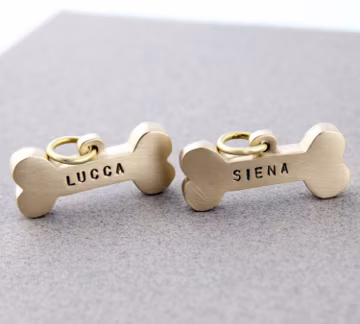 Bone Dog Tag, Custom Brass Engraved Dog ID