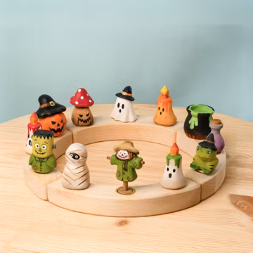 Handcrafted Wooden Halloween Celebration Ring | Waldorf Seasonal Figurines