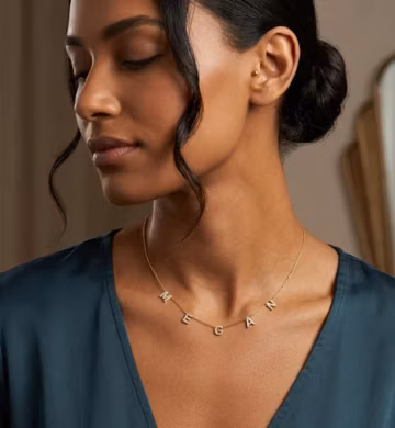 Dainty Pave CZ Diamond Initial Necklace, Personalized Name Jewelry
