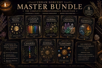 Witchcraft Correspondence Charts Bundle | Moon, Herbs, Crystals, Chakras For Book of Shadows/Grimoire (PDF)
