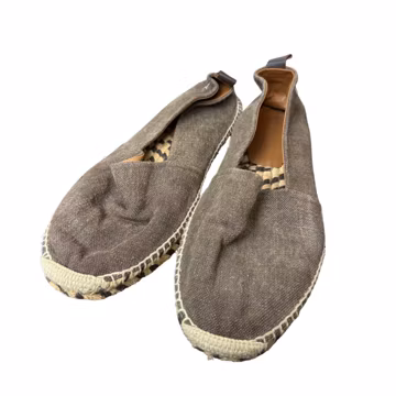 Ralph Lauren Espadrilles Mens 11 Brown Canvas Jute Slip On Loafers Made in Spain