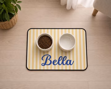 Personalized Dog Mat, Custom Pet Placemat, Striped Dog Bowl Mat, Pet Food Mat, Dog Feeding Mat, Custom Dog Gift