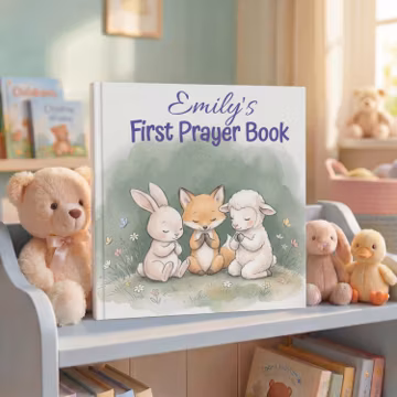 Personalized First Prayer Book for Kids, Custom Name Christian Baby Baptism Gift