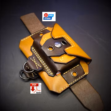 Leather Belt Wallet Pattern For Men | Card Holder Belt Waist Pouch Bag | PDF Template