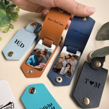 Custom Mens Leather Keychain, Personalized Photo Keyring, Leather Photo Keychain, Drive Safe Keyring, Birthday Gifts, Valentine's Day Gifts