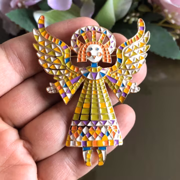 Angel Brooch Pin, Large Brooch, Accents Religious Jewelry, Women's Gift