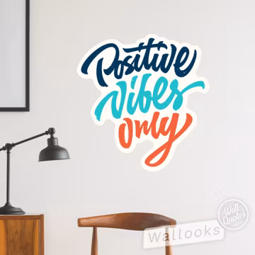 Positive Vibes Only Wall Quote, Inspirational Wall Message, Wall Words, Self Adhesive Wall Sticker, Peel and Stick Wall Graphic