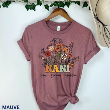 Custom Nani Shirt With Grandkids Names Mother's Day Gift Mamu Wildflowers TShirt Grandmas Garden Shirt Personalized Floral Tees Khala Gift