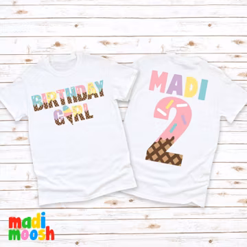 Birthday Girl Ice Cream Theme Shirt - Personalized Toddler Tee