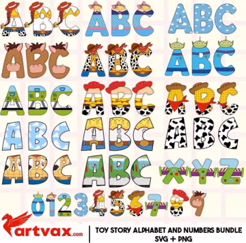 Toy Story Alphabet PNG Bundle, Toy Story shirt, Woody Buzz Letter Font, Toy Story 5 Font png, Birthday Party Design, Custom Name Alphabet