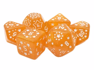Rune Dice - Starlight - Yellow - Old School 7 Piece DnD RPG Dice Set