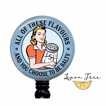 Funny Salty Badge Reel - Retractable Badge Holder - Lanyard - Carabiner - Stethoscope Name Tag - Nurse Gift