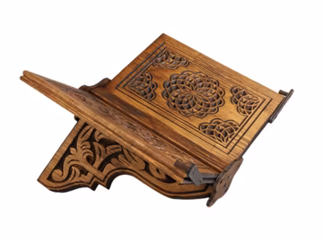 Handcarved Wooden Book Holder, Decorative Motif Lectern