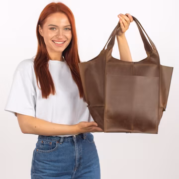 Oversized Leather Hobo Bag: Slouchy Cowhide Tote, Everyday Shoulder Bag