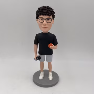 Custom Clay Bobblehead: Personalized Statue Gift with Apple & Sport Bottle