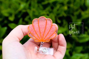 Seashell badge reel, Mermaid badge reel, Retractable Acrylic Badge Reel, Nurse Gift, Teacher badge reel