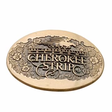 Cherokee Strip 1893 Centennial 1993 Solid Brass Belt Buckle Oval Design