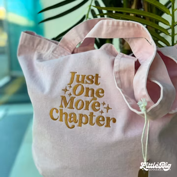 Just One More Chapter Bookish Embroidery Tote Bag Gift Book Lover Aesthetic Bookworm Librarian Gift
