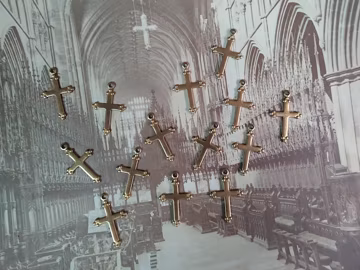 Lot of Mini Vintage Cross Charm Pendents in Gold Tone, Tiny Religious Crucifix, Gothic Jewelry