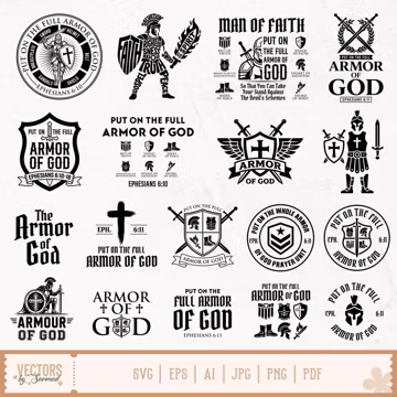 Armor of God SVG Bundle, Put on The Full Armor of God, Christian Svg, Ephesians 6 Svg, Woman Warrior of God, Faith Shirt Svg, Bible Verse