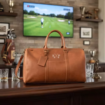 Personalized Golf Duffle Bag, Vegan Leather Golfer Weekender, Golf Gift for Him, Custom Travel Bag for Golfers, Gift for Dad