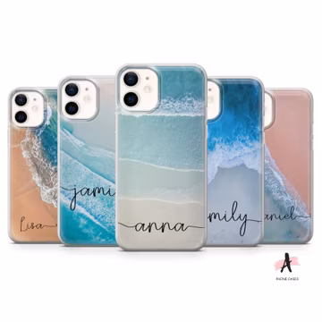 Personalized Ocean Phone Case Beach Cover for iPhone 17 pro max 16 15 plus 14 13 12 11 XR 8 Samsung S26 S24 S25 A57 A17 Pixel 10 Pro XL, 9