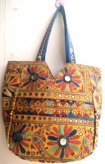Vintage Banjara Tote Bag, Embroidered Tribal Shoulder Bag, Handmade Boho Gypsy Handbag, Ethnic Kutch Bag, Colorful Festival Tote