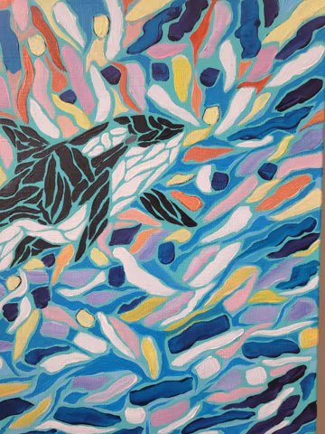 Whale Painting on Canvas, Colorful Ocean Art