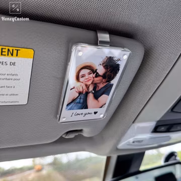 Personalized Photo Car Visor Clip - Custom Sun Visor Decoration for Car, Couples Gift, Wallet Photo Holder, Unique Car Accessories