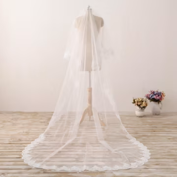 Ivory Lace Cathedral Wedding Veil, Handmade Bridal Veil