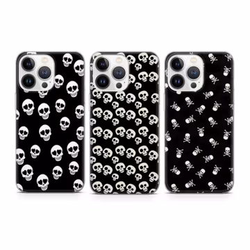 Skulls Phone Case Gothic Horror Pattern cover fit for iPhone 17 16 15 14 13 12 Pro Max Xr Xs, Google Pixel 10 Pro XL 9 8 7 6, Samsung S25