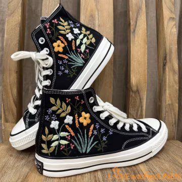 Embroidered Converse Sneakers: Custom Garden Flower Chuck Taylors