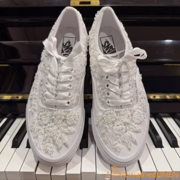 Embroidered Bridal Vans: Beaded Floral Wedding Sneakers