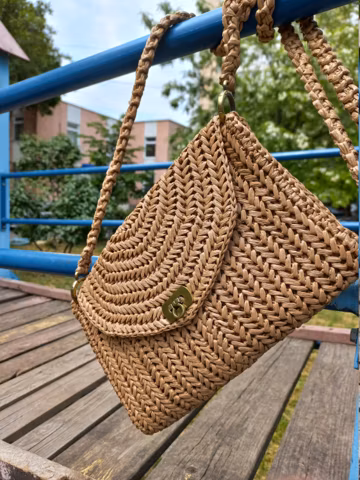 Crochet raffia bag Crochet crossbody Raffia clutch Raffia handbag Woven clutch straw vintage raffia bag raffia purse envelope clutch