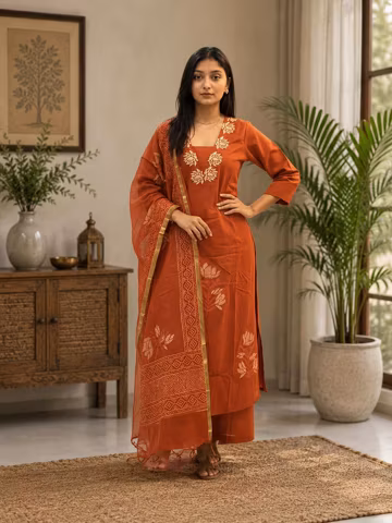 Women's Rayon Viscose Straight fit Printed Embroidered Kurta with Pant & Dupatta | Ethnic Kurta Set for Women | Festive Traditional Wear
