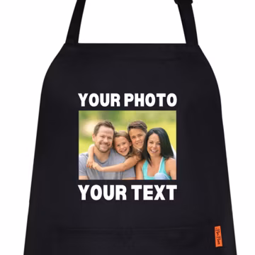 Personalized Photo Apron for Men and women with Text - Custom Picture Kitchen Gift for Chef, Baker, Mom, Dad, Birthday, Christmas