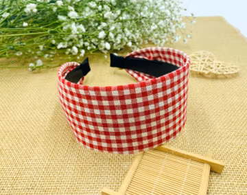 Red gingham wide Headband,wide headband,Boho Headband,stylish fashion hairband,Headbands for women,vintage headband,aliceband,women headband