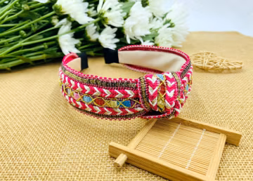 Bohemian knotted headband with sequins,Bohemian ribbon knotted headband,Corlorful headband,vintage headband,Wide Headband,Boho Headband