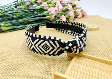 Black rhombus ribbon Knotted Headband,ribbon Headband,Original Boho Headband,Aliceband,stylish fashion hairband,Headbands for women