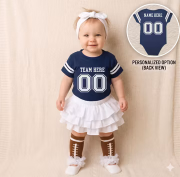 Girls Football Uniform Jersey | Choose Any Team | Football Outfit Bodysuit | 9 Colors | Free Personalization