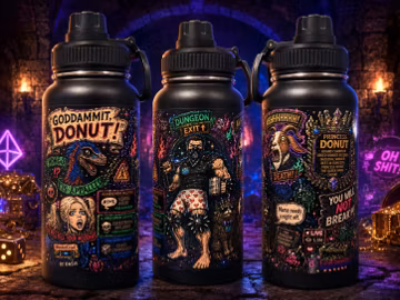 Dungeon Crawler Insulated Water Bottle, 24 or 32 oz Stainless Steel Gamer Bottle