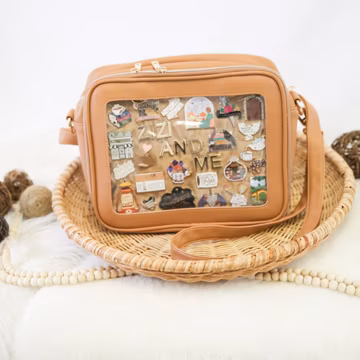 The Hollingworth Crossbody, Luxury Vegan leather ITA bag w/ clear vinyl display window & Insert for pin display. Pin collectors dream gift!