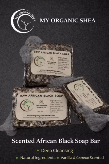Raw African Black Soap bar 8oz from Ghana