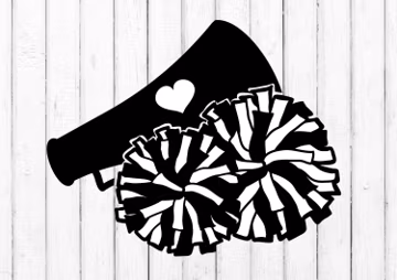 Cheerleader SVG: Megaphone, Pom Pom, Sports Cut File (Digital Download)