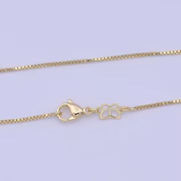 1.0mm dainty gold box chain necklace, 14k gold filled 18.0" box link ready to wear necklace | wa-1115