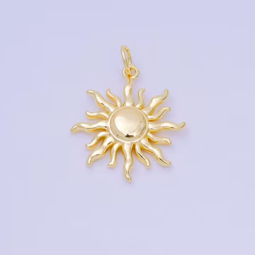 24K Gold Filled 20mm Dainty Summer Celestial Sun Ray Charm | D-095