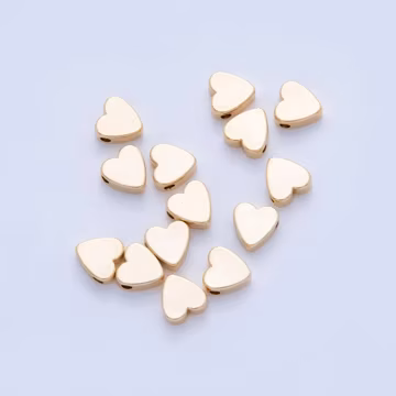 18K Gold Filled 8mm Minimalist Heart Spacer Bead Set by 10 Pieces b-115